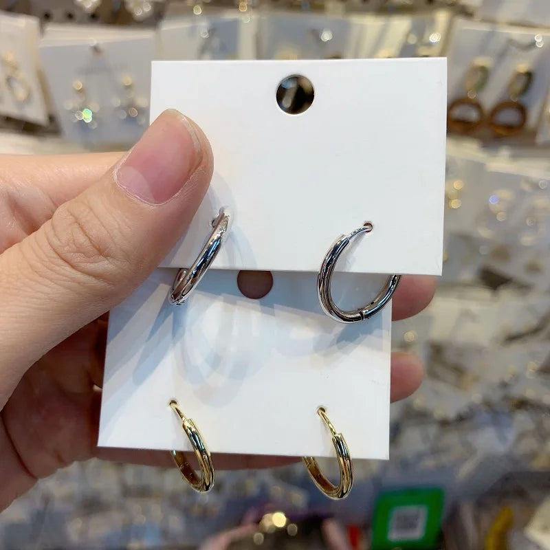 1 Pair Women/Man Stainless Steel Small Hoops Earring Piercing Ear Cartilage Tragus Simple Thin Circle Anti-allergic Ear Buckle