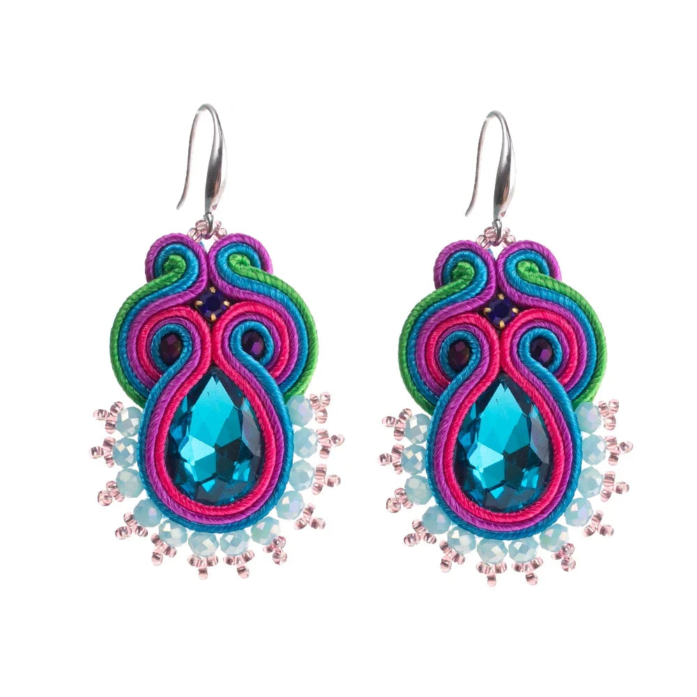 Fashion Handmade Jewelry Soutache Earrings Women Dangle Earrings Ethnic Boho Accessories Colorful Earring New Trendy Gift