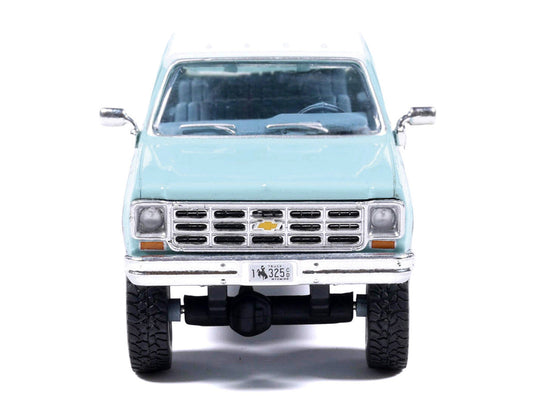 1978 Chevrolet Silverado K30 Crew Cab Pickup Truck Light Blue and White with Blue Interior 1/64 Diecast Model by IXO Models