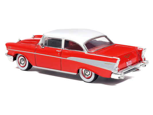 1957 Chevrolet Bel Air Red with White Top and Red Interior 1/64 Diecast Model by IXO Models