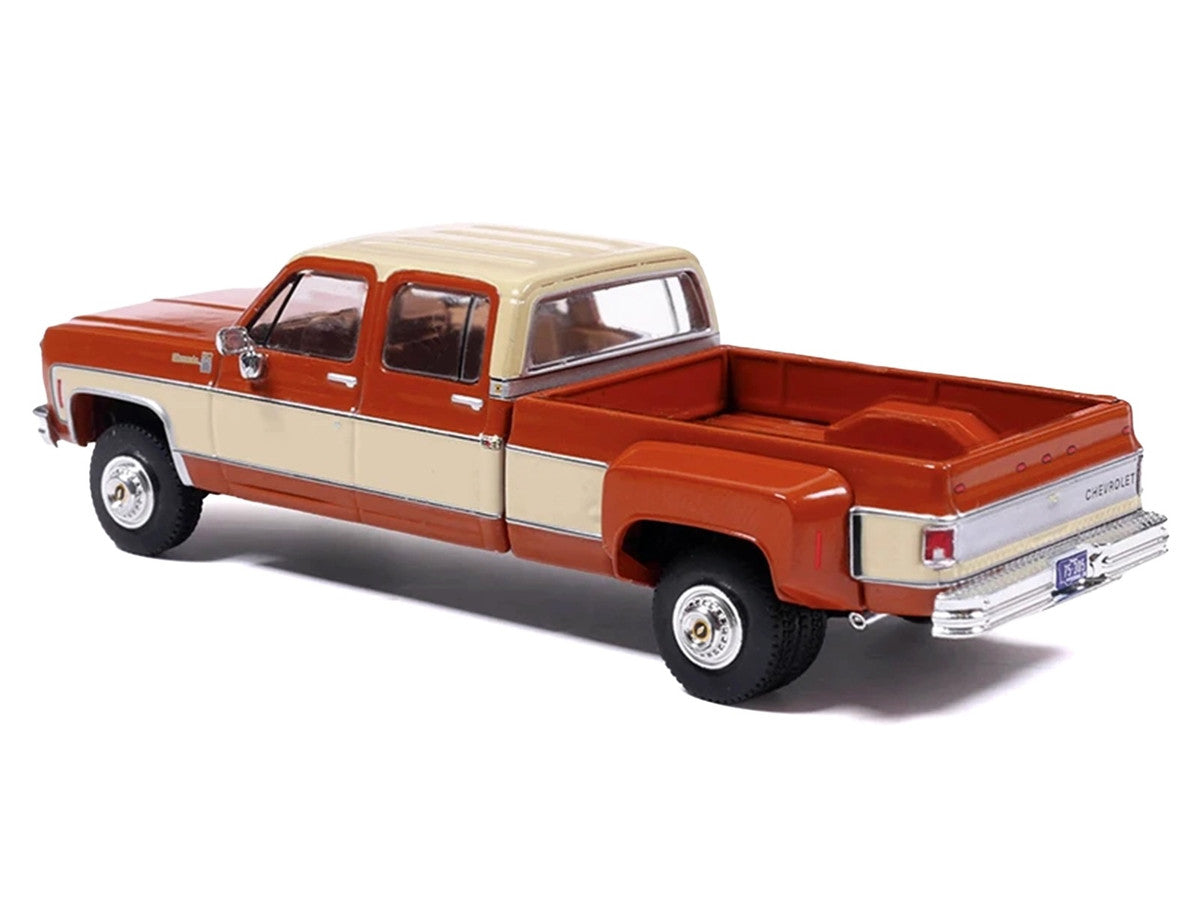 1975 Chevrolet Silverado K30 Crew Cab Dually Pickup Truck Grecian Bronze and Santa Fe Tan 1/64 Diecast Model Car by IXO Models