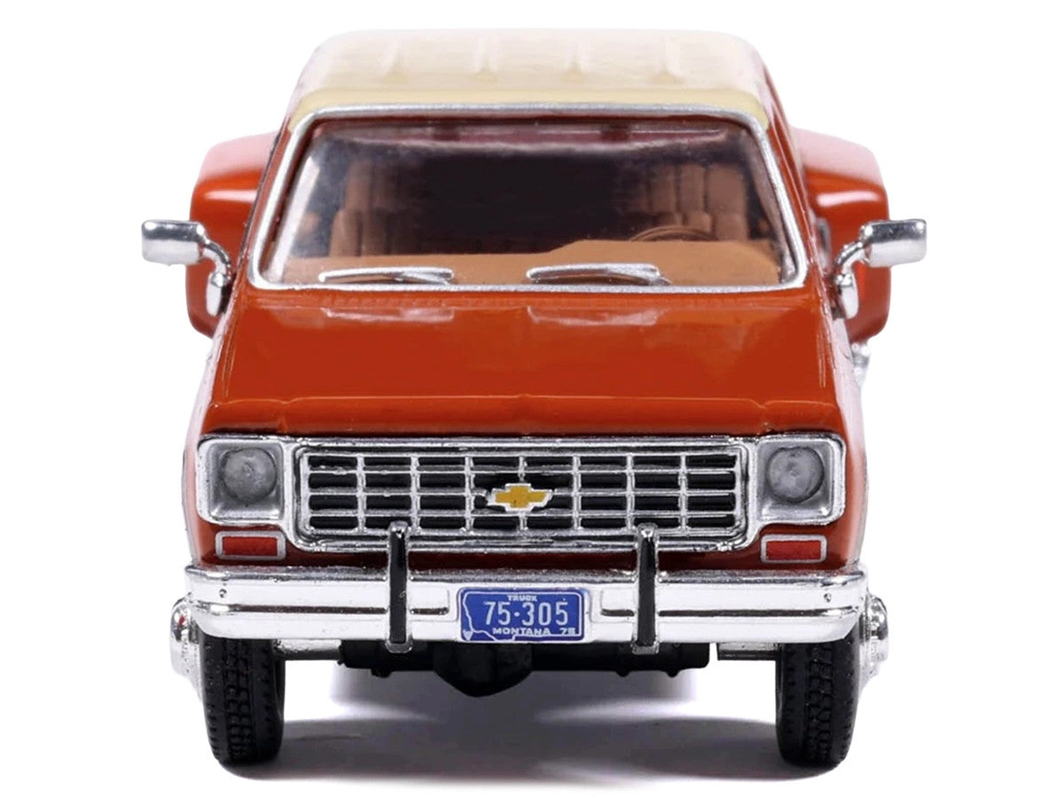 1975 Chevrolet Silverado K30 Crew Cab Dually Pickup Truck Grecian Bronze and Santa Fe Tan 1/64 Diecast Model Car by IXO Models
