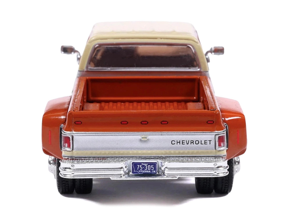1975 Chevrolet Silverado K30 Crew Cab Dually Pickup Truck Grecian Bronze and Santa Fe Tan 1/64 Diecast Model Car by IXO Models
