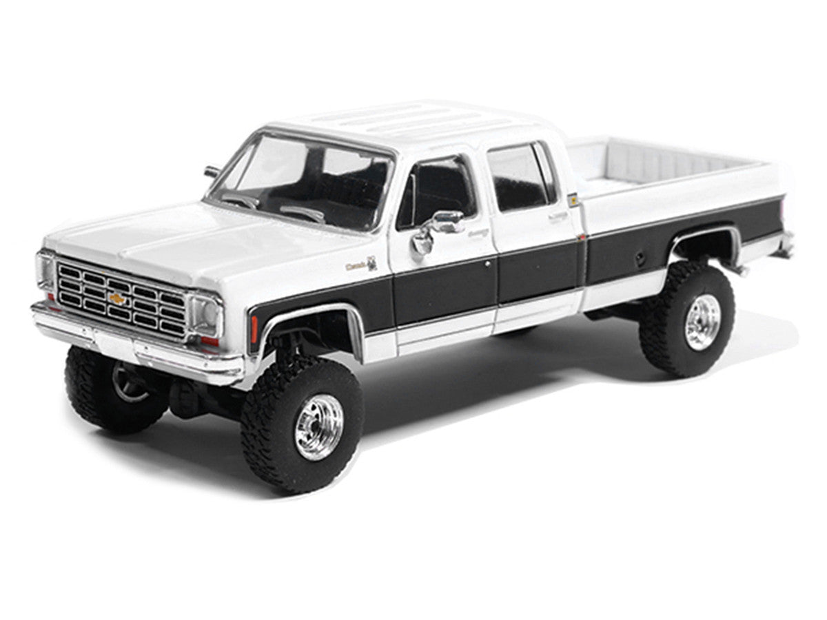 1978 Chevrolet Silverado K30 Crew Cab Pickup Truck White and Black 1/64 Diecast Model Car by IXO Models