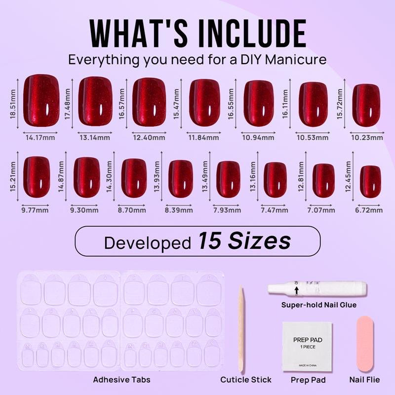 Hot Love Square Nails - Press On Nails | Long Lasting & Reusable