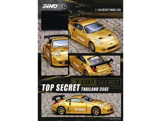 Nissan "Top Secret Thailand" 350Z RHD (Right Hand Drive) Gold Metallic with Graphics 1/64 Diecast Model Car by Inno Models