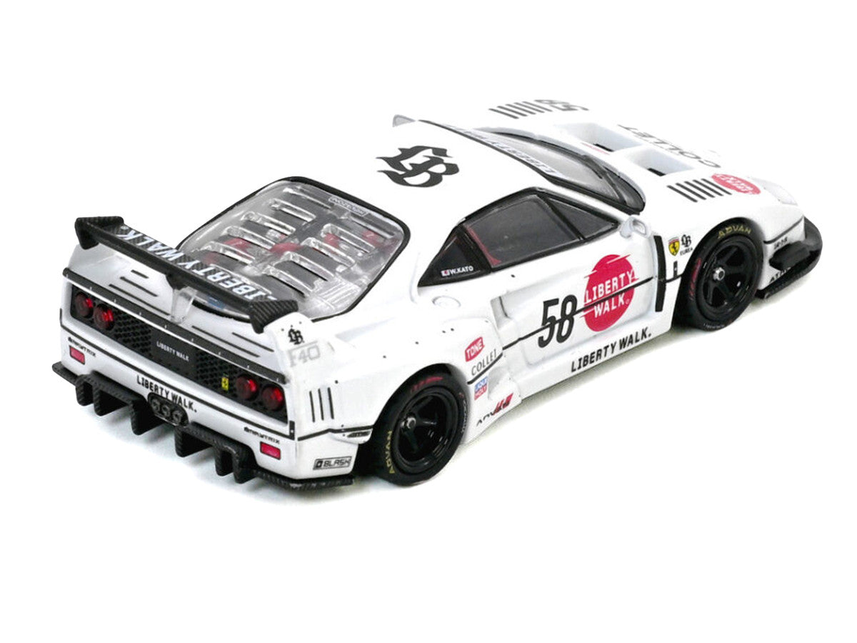 LBWK (Liberty Walk) F40 #58 White with Graphics "Collet" 1/64 Diecast Model Car by Inno Models
