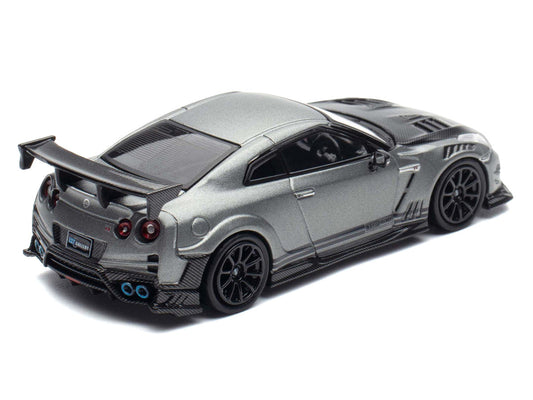Nissan GT-R (R35) "Top Secret" RHD (Right Hand Drive) Gray Metallic with Carbon Hood "IAM Bangkok 2025 Event Edition" 1/64 Diecast Model Car by Inno Models