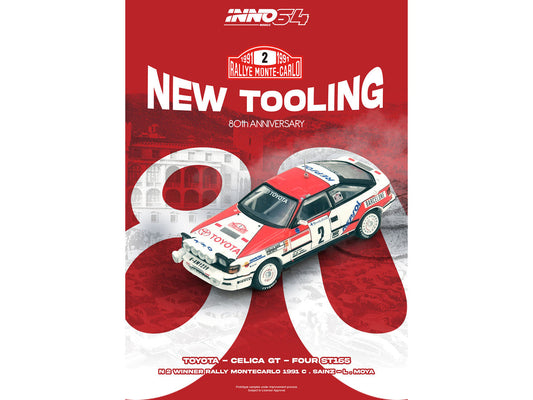 Toyota Celica GT-Four (ST165) #2 Carlos Sainz - Luis Moya Winner "Rally Monte Carlo" (1991) 1/64 Diecast Model Car by Inno Models