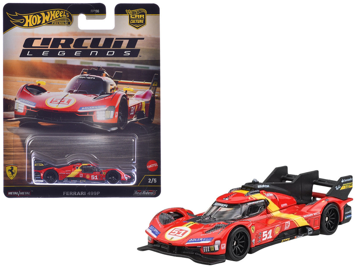 Ferrari 499P #51 Red with Yellow Stripes "Circuit Legends" Series Diecast Model Car by Hot Wheels