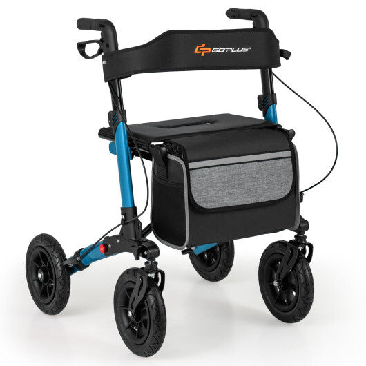 Folding Rollator Walker for Seniors with Seat for All Terrain-Red