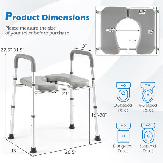 Heavy-duty 400 LBS Raised Toilet Seat with Non-slip Handles
