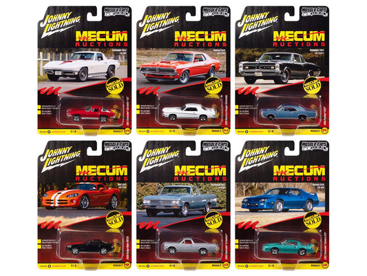 "Muscle Cars USA" 2025 Release 3 Set B of 6 pieces "MECUM Auctions" 1/64 Diecast Model Cars by Johnny Lightning