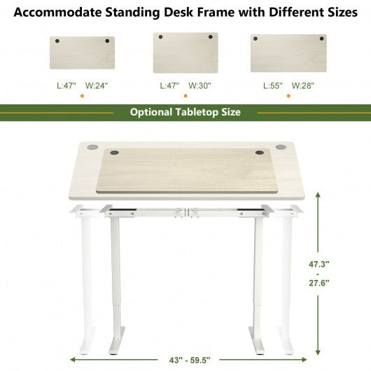 55" x 28" Universal Tabletop for Standard and Standing Desk Frame-Natural - Color: White
