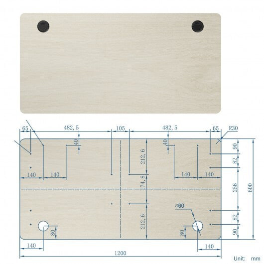 47" x 24" Universal Tabletop for Standard and Standing Desk Frame-Natural - Color: Natural - Size: S