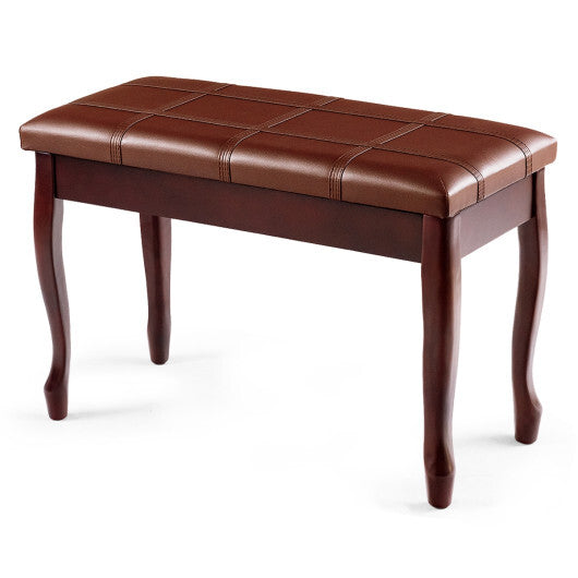 Solid Wood PU Leather Piano Bench with Storage-Black