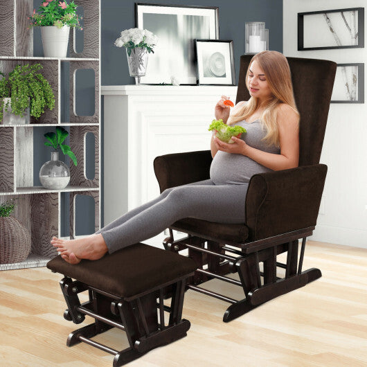 Baby Nursery Relax Rocker Rocking Chair Glider and Ottoman Cushion Set-Gray