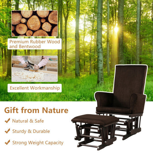 Baby Nursery Relax Rocker Rocking Chair Glider and Ottoman Cushion Set-Gray