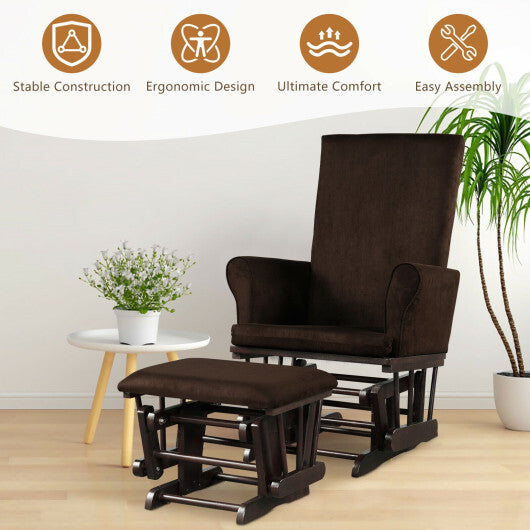 Baby Nursery Relax Rocker Rocking Chair Glider and Ottoman Cushion Set-Gray