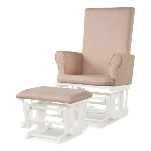 Baby Nursery Relax Rocker Rocking Chair Glider and Ottoman Cushion Set-Gray