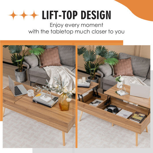 47 Inch Lift Top Coffee Table with 2 Hidden Compartments-Black