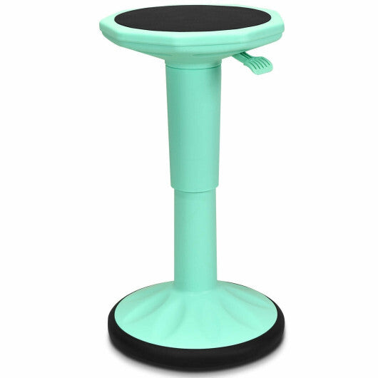 Adjustable Active Learning Stool Sitting Home Office Wobble Chair with Cushion Seat -Green - Color: Green