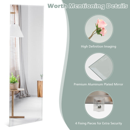 43 x 15 Inch Wall Mounted Frameless Full Length Mirror - Color: Transparent