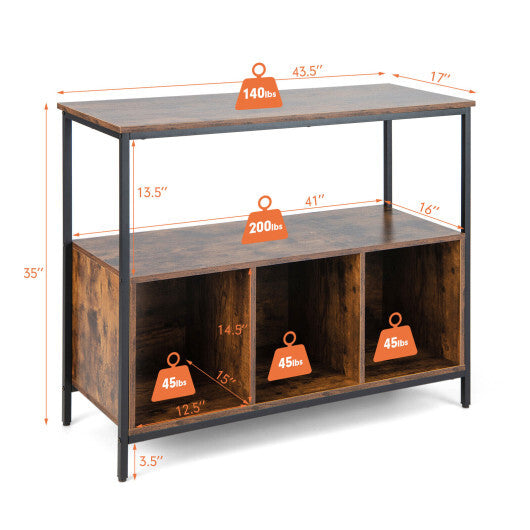 Modern Kitchen Buffet Sideboard with 3 Compartments-Rustic Brown - Color: Rustic Brown
