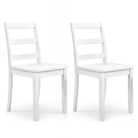 Set of 2 Wood Dining Chairs with Solid Rubber Wood Legs-Brown