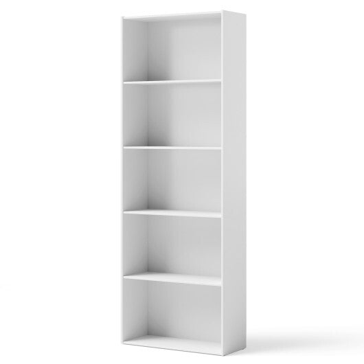 5-Shelf Storage Bookcase Modern Multi-Functional Display Cabinet-White - Color: White