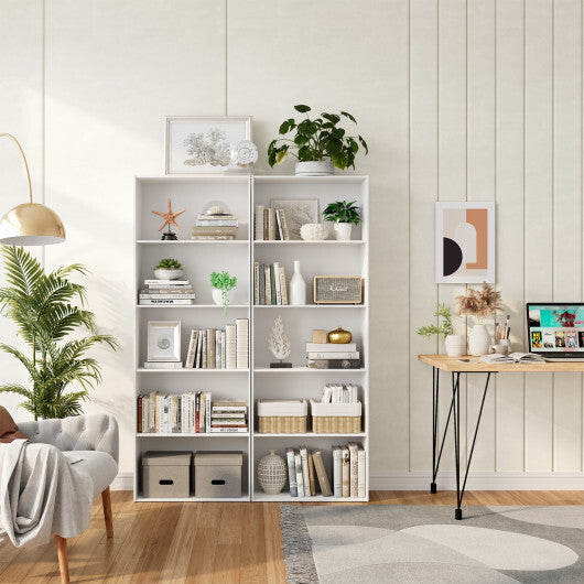 5-Shelf Storage Bookcase Modern Multi-Functional Display Cabinet-White - Color: White