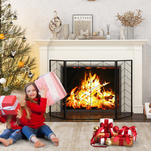 52 x 31 Inch Fireplace Screen-Black