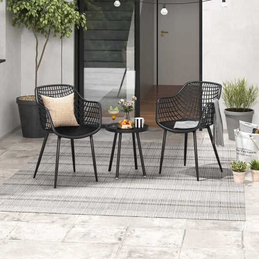 3 Piece Patio Chair Set with PP Seat and Tabletop for Porch-Green