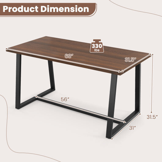 Large Dining Table with Heavy-duty Metal Frame and Anti-slip Foot Pads-Black