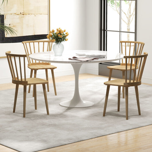 Windsor Dining Chairs Set of 2 Rubber Wood Kitchen Chairs with Spindle Back-Black