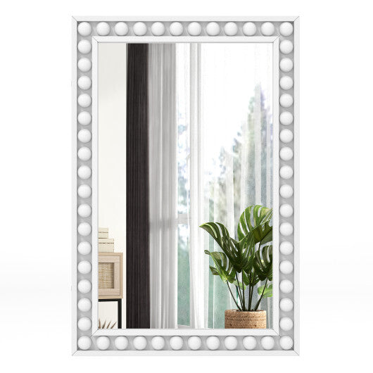 24 x 36 Inches Rustic Wall Mirror with Solid Wood Frame for Living Room  Bedroom-Brown
