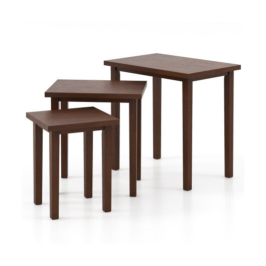 3-Piece Farmhouse Rectangle Side Table Set for Living Room-White