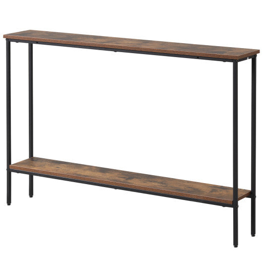 44 Inch Console Table with Shelf with Dual Anti-Tipping Kits-White