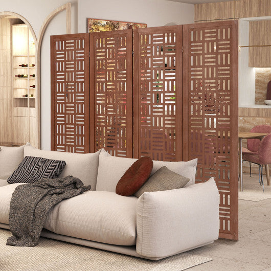6-Panel Solid Wood Room Divider Folding Partition Stand