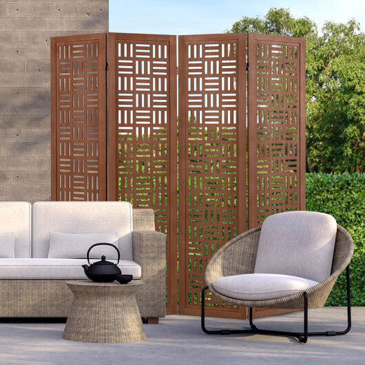 6-Panel Solid Wood Room Divider Folding Partition Stand