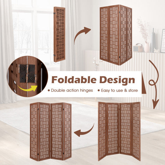 6-Panel Solid Wood Room Divider Folding Partition Stand