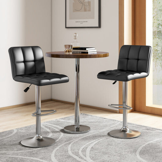 Modern Bat Stools Set of 2 with Back and Heavy-duty Metal Base and Footrest-Black