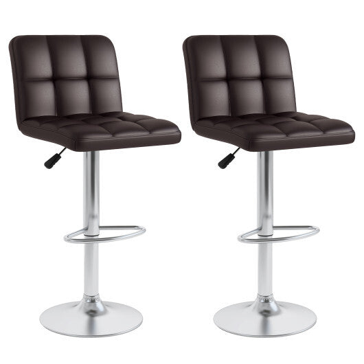 Modern Bat Stools Set of 2 with Back and Heavy-duty Metal Base and Footrest-Black