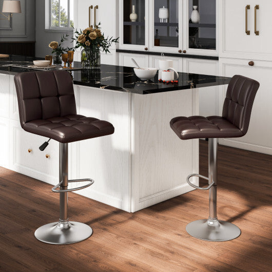 Modern Bat Stools Set of 2 with Back and Heavy-duty Metal Base and Footrest-Black
