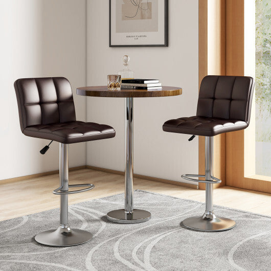 Modern Bat Stools Set of 2 with Back and Heavy-duty Metal Base and Footrest-Black