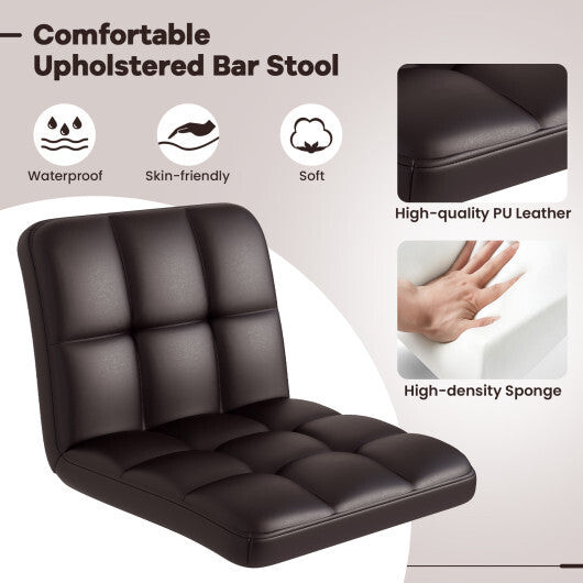 Modern Bat Stools Set of 2 with Back and Heavy-duty Metal Base and Footrest-Black