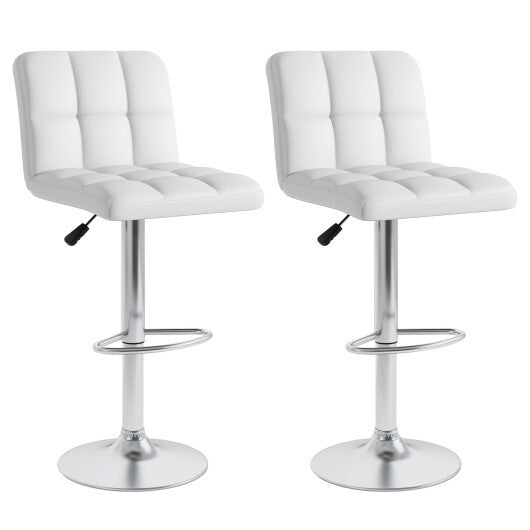 Modern Bat Stools Set of 2 with Back and Heavy-duty Metal Base and Footrest-Black
