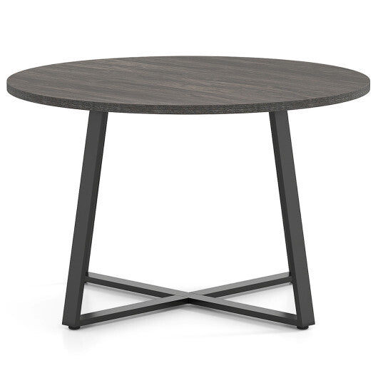 47 Inch Round Dining Table with Stable X-shaped Base and Round Thickened Tabletop-Natural