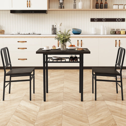 3-Piece Dining Table Set with Rectangular Kitchen Table and 2 Chairs-Rustic Brown