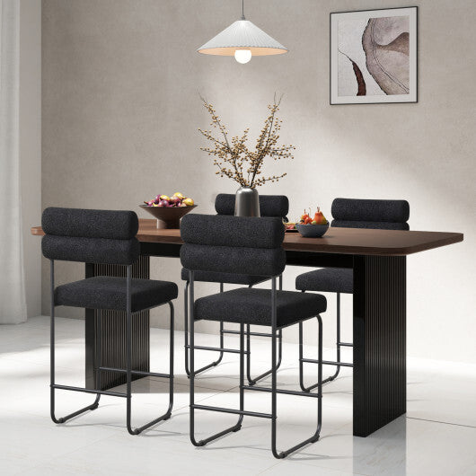 26 Inch Counter Height Bar Stools Set of 2 with Metal Frame and Footrest-White